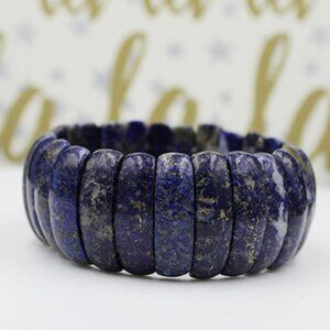 MULTICOLOR GEMSTONE STRETCH BRACELET - DARK BLUE AND PURPLE TANZANITE